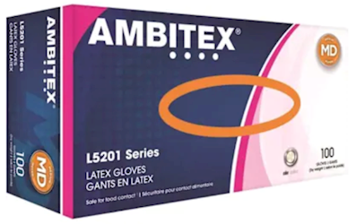 DISPOSABLE GLOVES, AMBITEX, LATEX, POWDER-FREE, CREAM, M, 100 GLOVES/CT LARGE